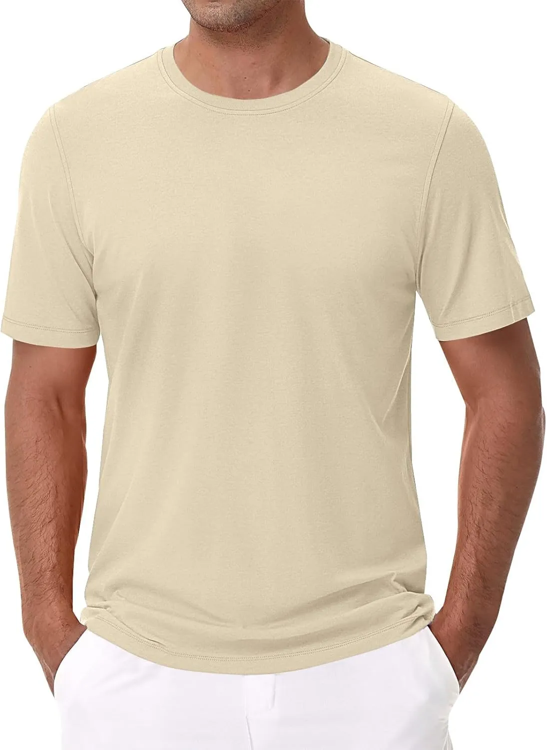 Men's Cotton T-Shirts Regular Fit Short Sleeve Crewneck Tops Basic Casual Solid Breathable Workout Daily Tees Clothes