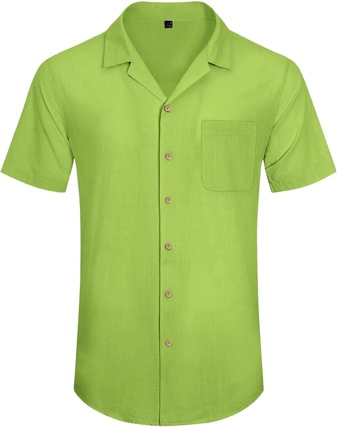 Men's Cuban Collar Shirt Solid Color Loose Fit Trendy Button Down Short Sleeve Top Summer Beach Vacation Party Breathable Tee
