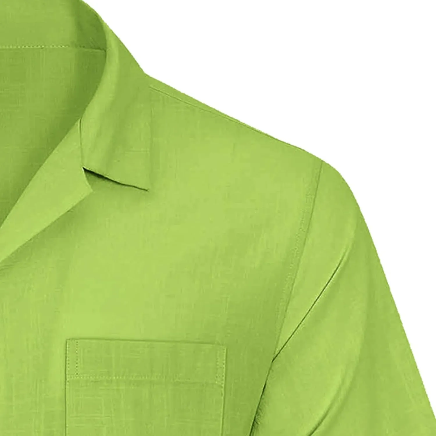 Men's Cuban Collar Shirt Solid Color Loose Fit Trendy Button Down Short Sleeve Top Summer Beach Vacation Party Breathable Tee