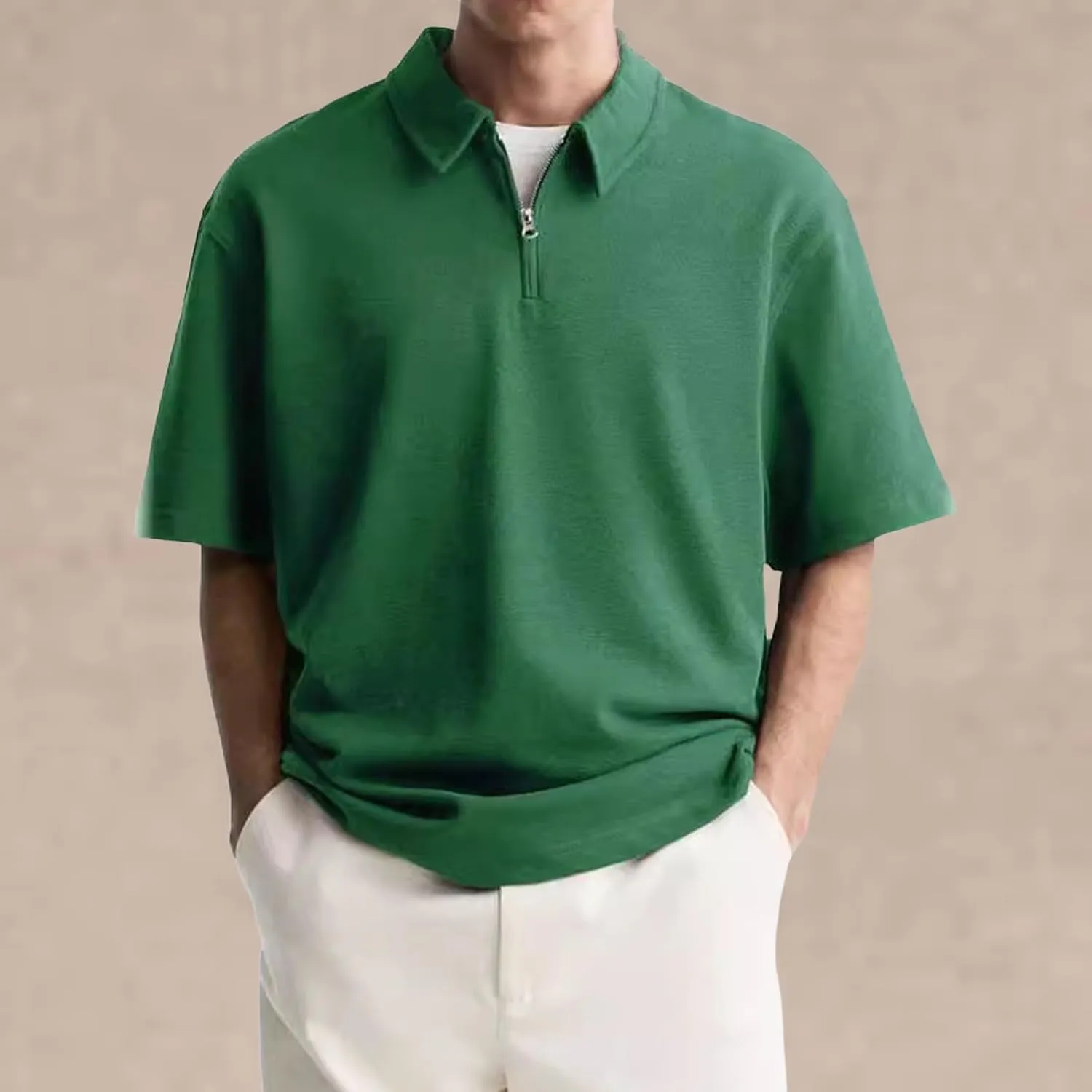 Men's Henley Quarter Zip T Shirt Plus Size Short Sleeve Loose Fit Lapel Breathable Top Quick Dry Gym Travel Work Outfit