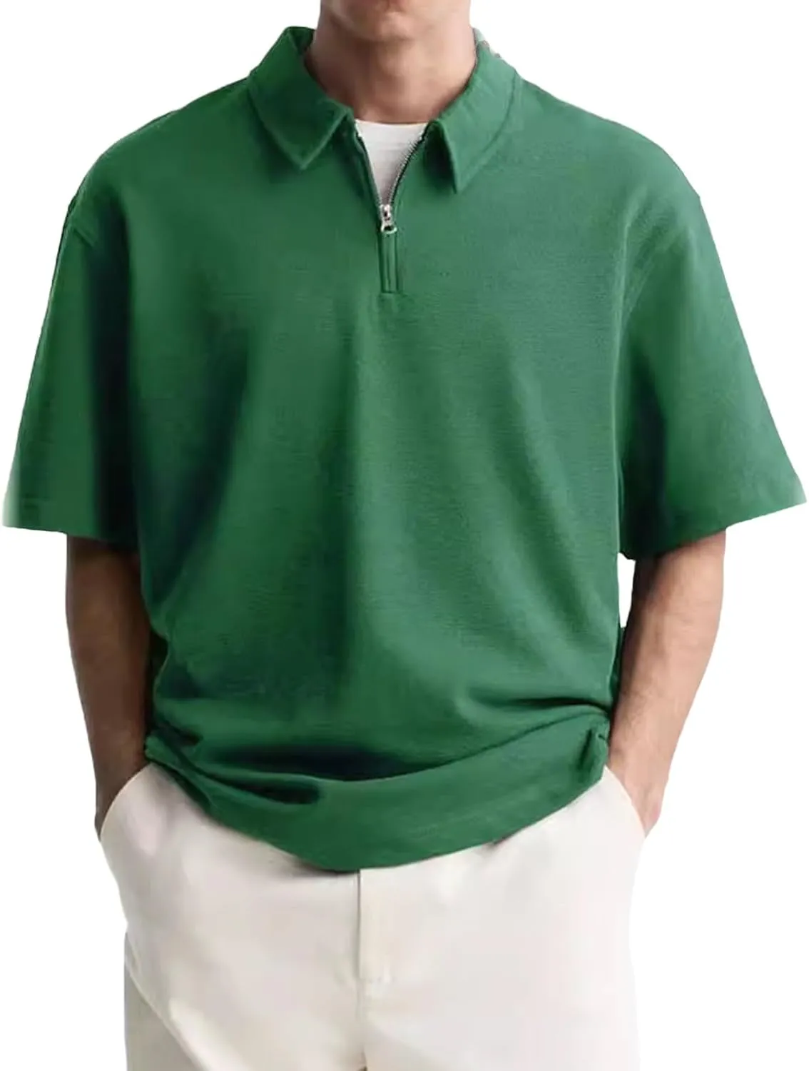 Men's Henley Quarter Zip T Shirt Plus Size Short Sleeve Loose Fit Lapel Breathable Top Quick Dry Gym Travel Work Outfit