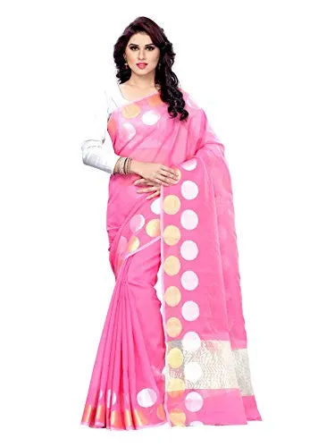 Mimosa Women Kanchipuram Cotton Art Saree With Tissue Blouse (Pink ,3138-7099-AB-LPINK)