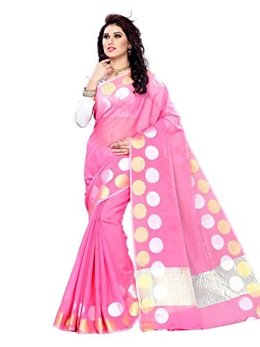 Mimosa Women Kanchipuram Cotton Art Saree With Tissue Blouse (Pink ,3138-7099-AB-LPINK)