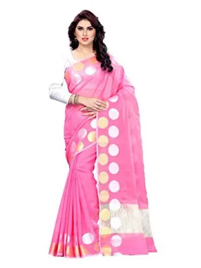 Mimosa Women Kanchipuram Cotton Art Saree With Tissue Blouse (Pink ,3138-7099-AB-LPINK)