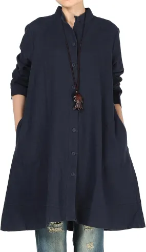Minibee Women's Oversized Button Down Shirts Long Sleeve Cotton Linen Light Blouse Jacket With Pockets