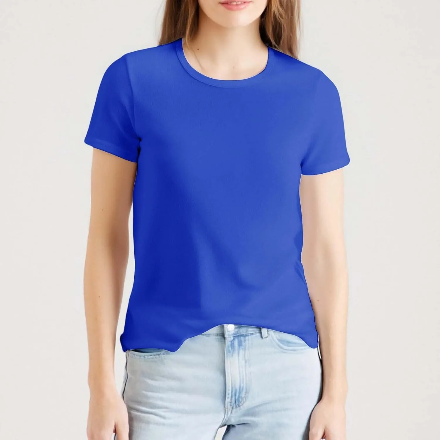 Short Sleeve Shirts for Women Solid Color Crewneck Casual T Shirts Summer Loose Quick Dry Cool Breathable Tunic Tops