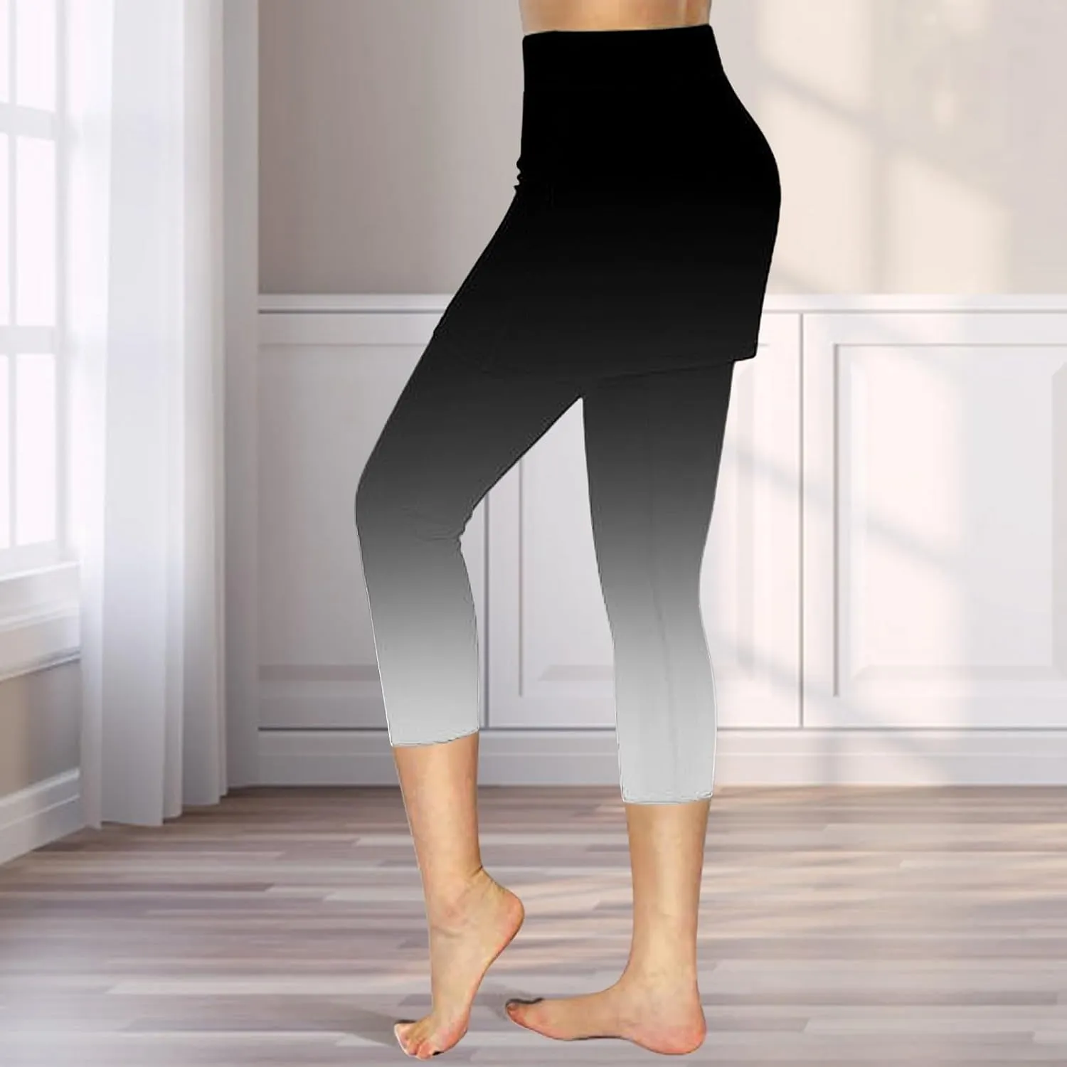 Skirted Leggings for Women 2025 Summer Golf Skorts Capris Gym Tennis Stretchy Soft Yoga Workout Legging with Skirts