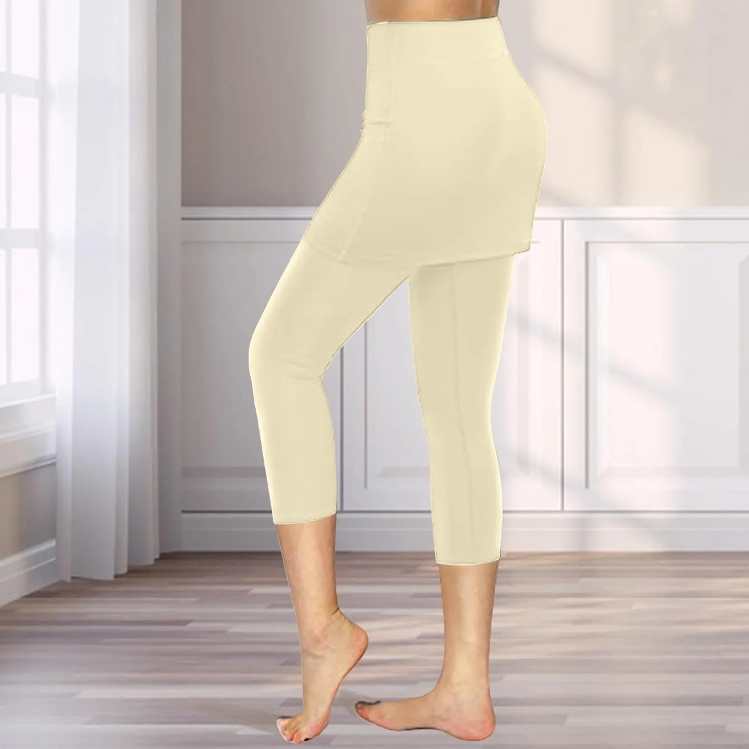 Skirted Leggings for Women 2025 Summer Golf Skorts Capris Gym Tennis Stretchy Soft Yoga Workout Legging with Skirts