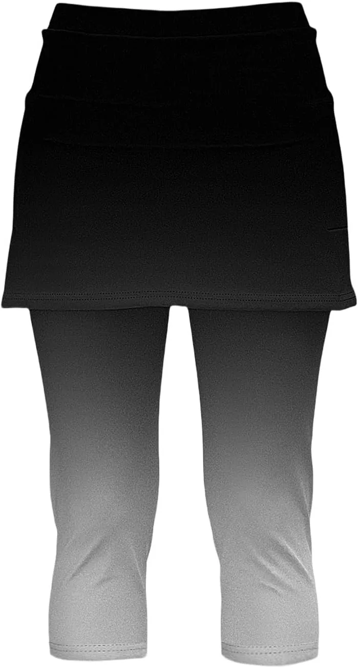 Skirted Leggings for Women 2025 Summer Golf Skorts Capris Gym Tennis Stretchy Soft Yoga Workout Legging with Skirts