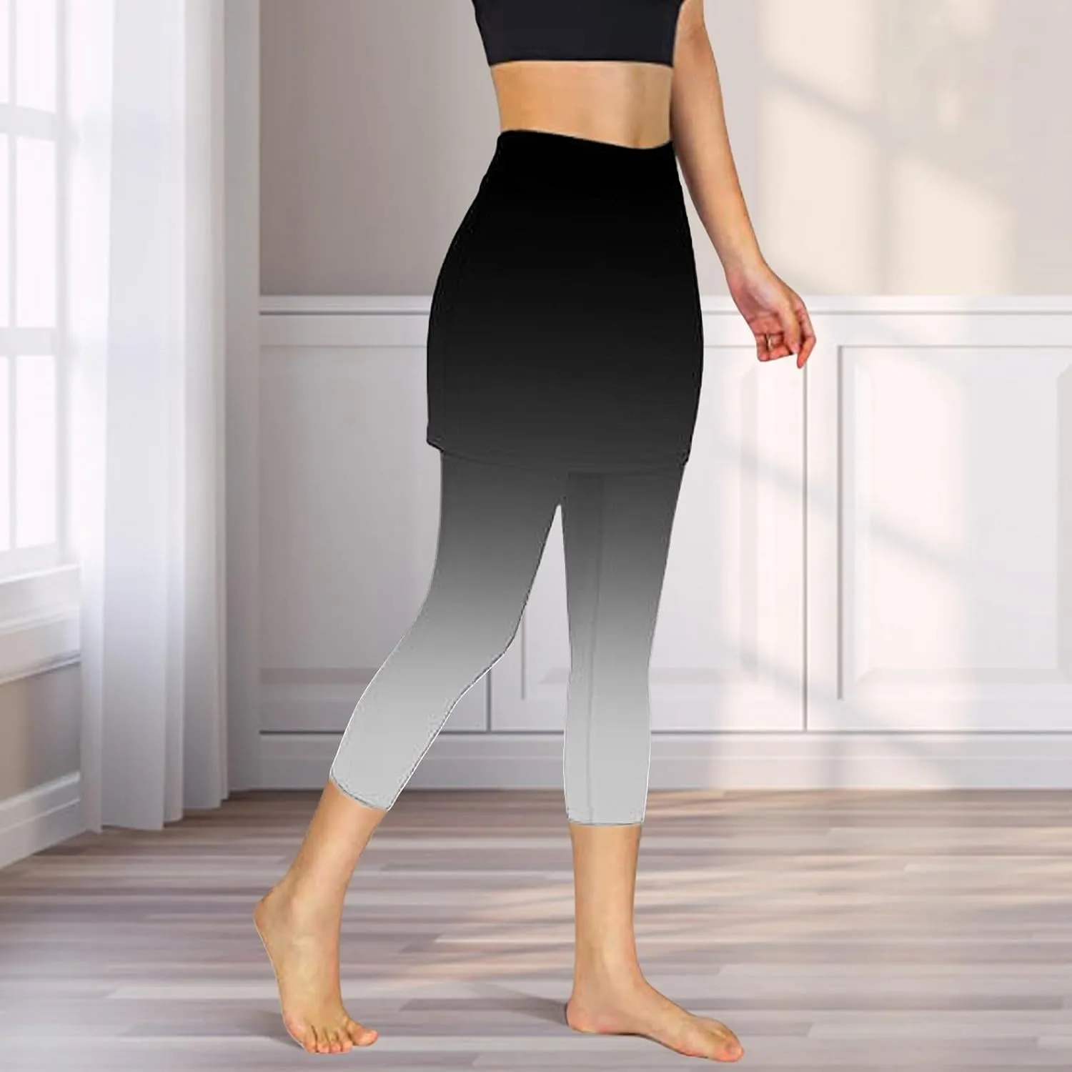 Skirted Leggings for Women 2025 Summer Golf Skorts Capris Gym Tennis Stretchy Soft Yoga Workout Legging with Skirts