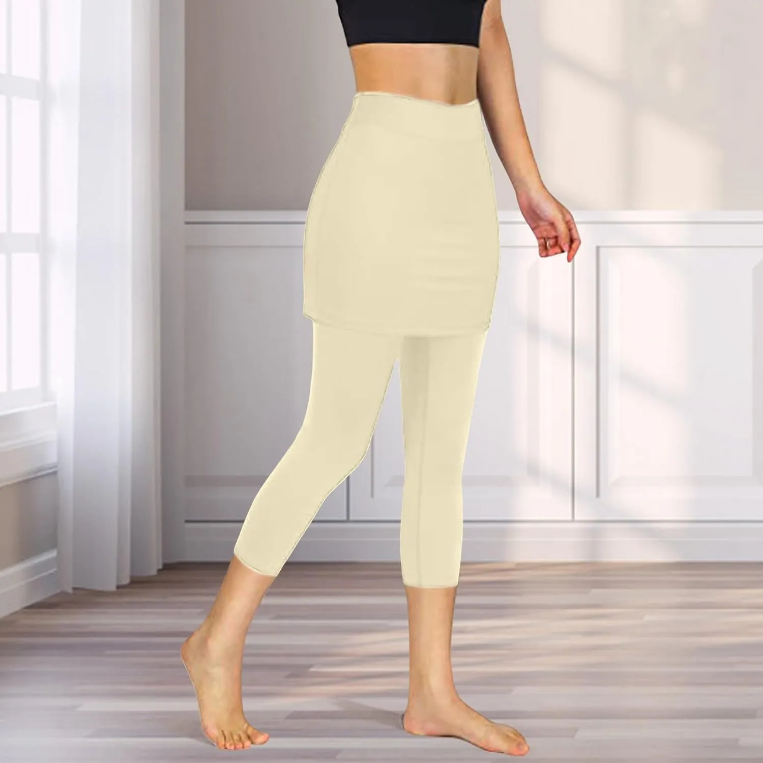 Skirted Leggings for Women 2025 Summer Golf Skorts Capris Gym Tennis Stretchy Soft Yoga Workout Legging with Skirts