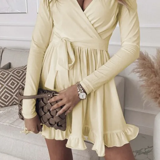 Slim Fit Autumn Long Sleeve Short Dress