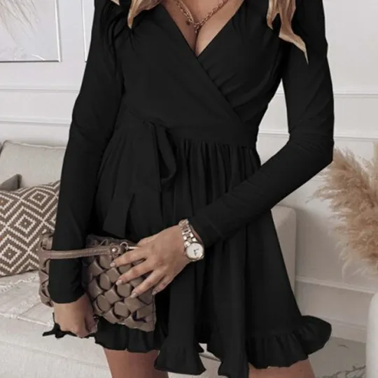 Slim Fit Autumn Long Sleeve Short Dress