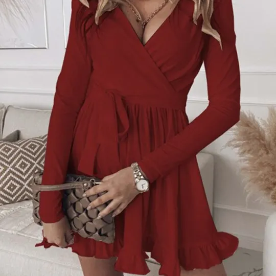 Slim Fit Autumn Long Sleeve Short Dress