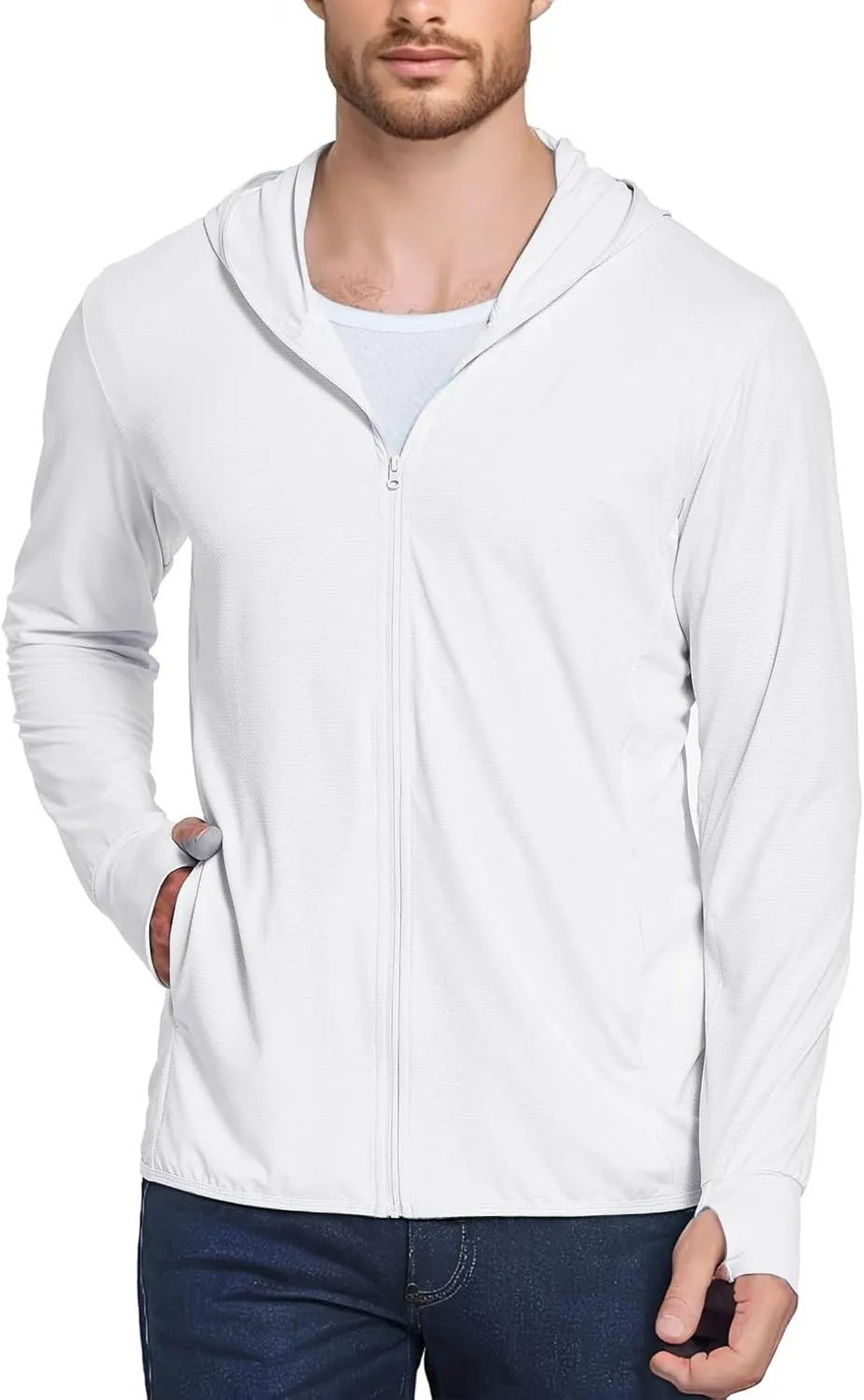 Sun Protection Shirt for Men UPF 50  Long Sleeve Lightweight Breathable Fishing Rash Guard Hoodes Sun Shirt