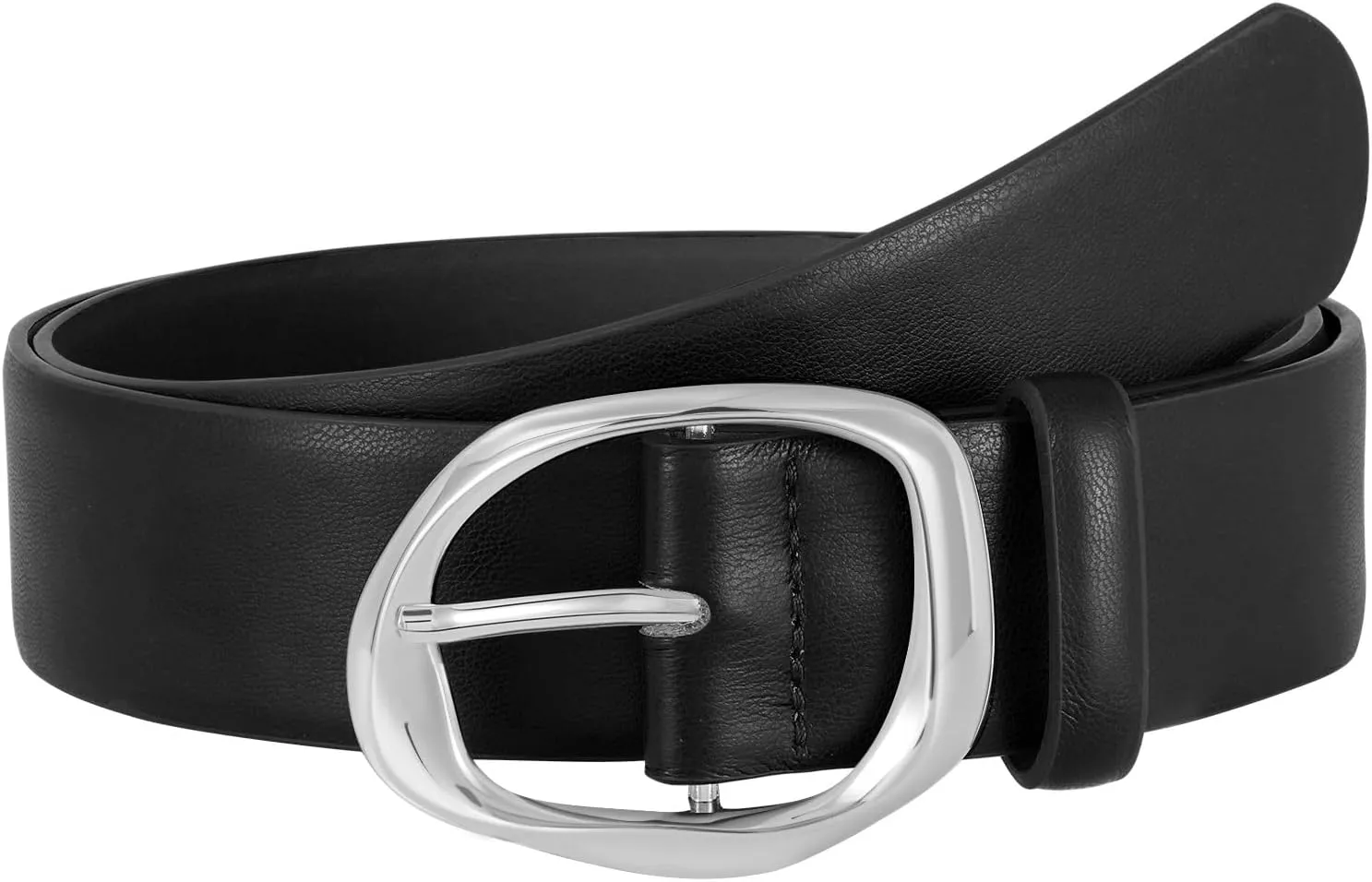 SUOSDEY Leather Belts for Women, Ladies Waist Belt with Liquid Shape Buckle for Jeans Pants Dresses,1.4" width
