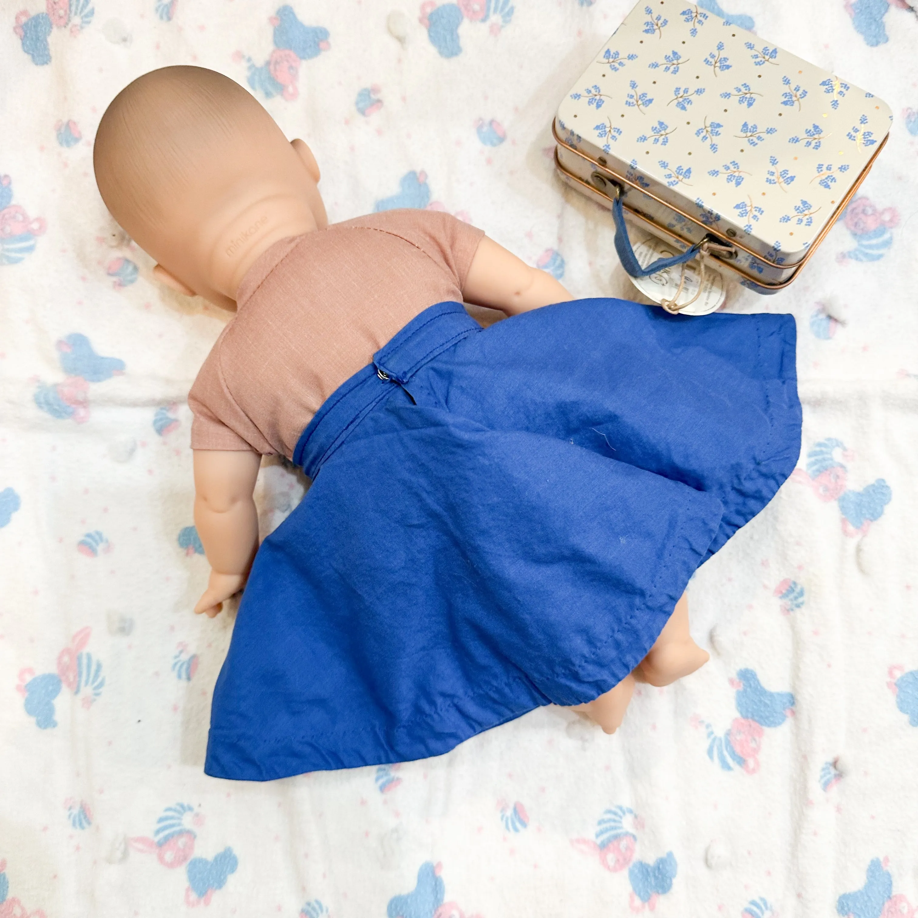 Vintage 1950s Blue Doll Circle Skirt (fits Minikane Soft Bodied doll)