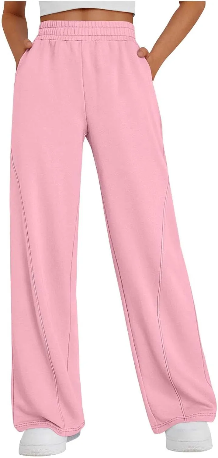 Wide Leg Sweatpants Women Loose Pants Winter Casual Comfortable Pants Drawstring Sweatpant wiht Pockets for Outdoor