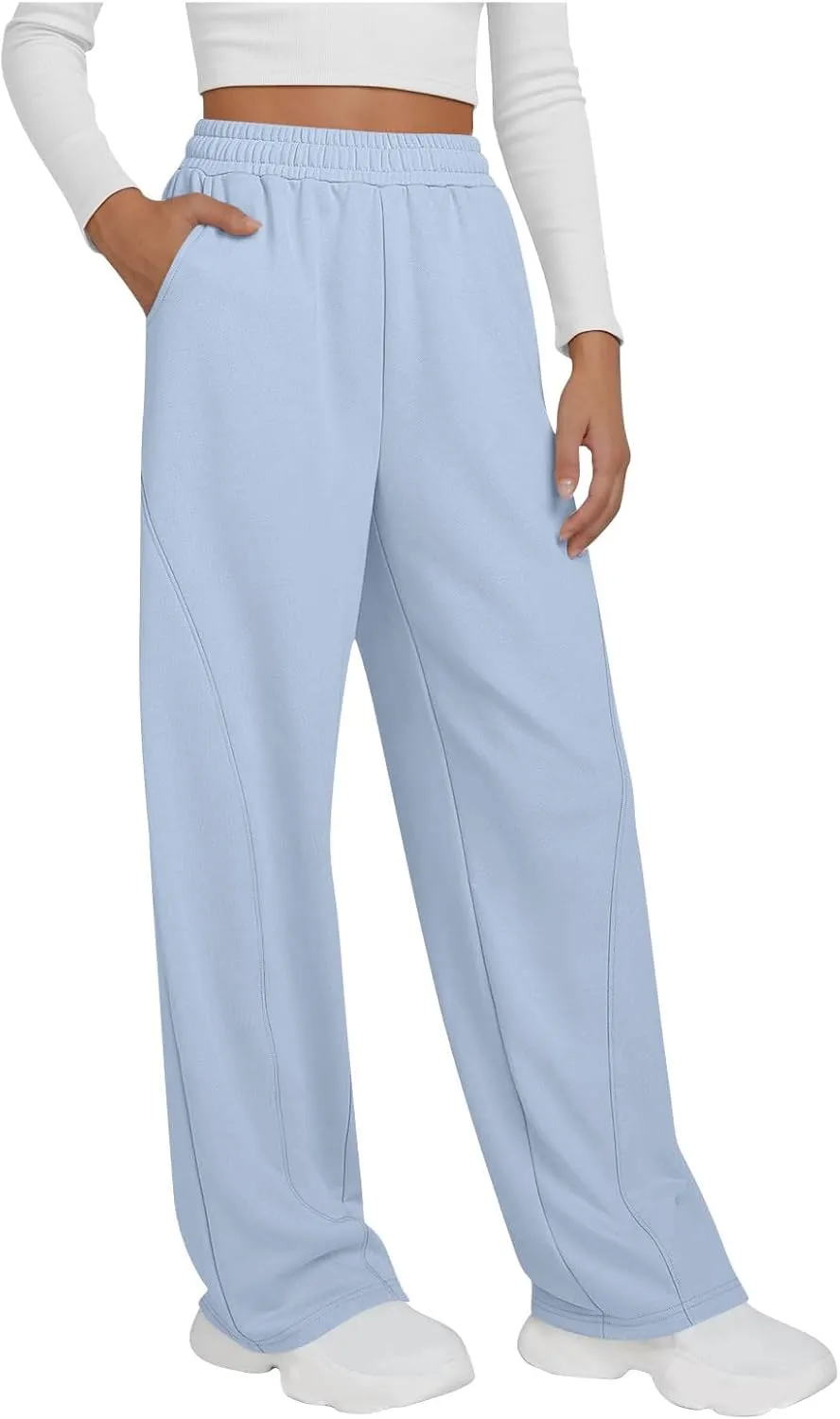 Wide Leg Sweatpants Women Loose Pants Winter Casual Comfortable Pants Drawstring Sweatpant wiht Pockets for Outdoor