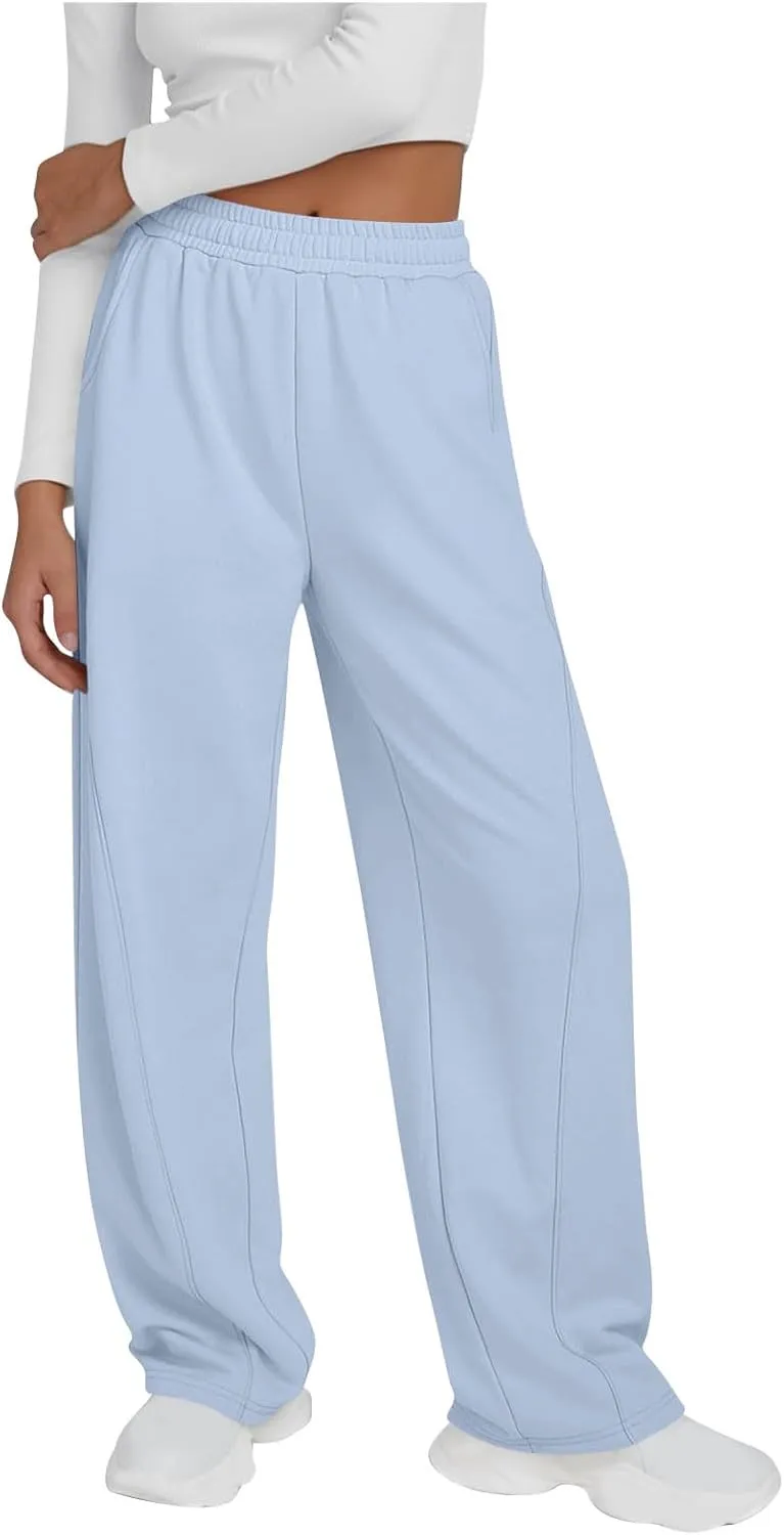 Wide Leg Sweatpants Women Loose Pants Winter Casual Comfortable Pants Drawstring Sweatpant wiht Pockets for Outdoor