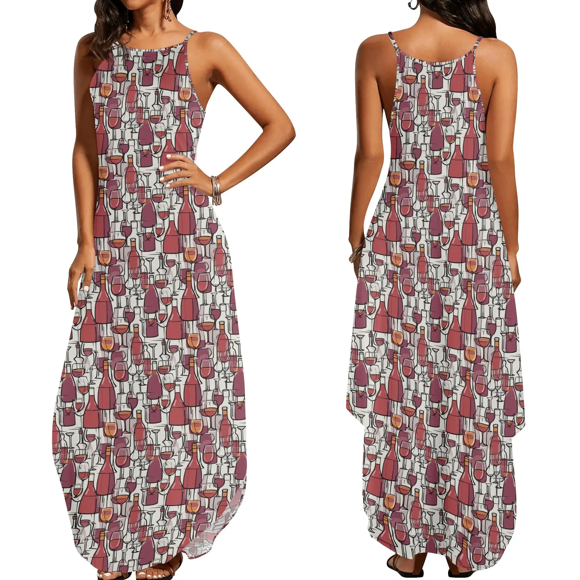 Wine with Me Womens Elegant Sleeveless Evening Dress