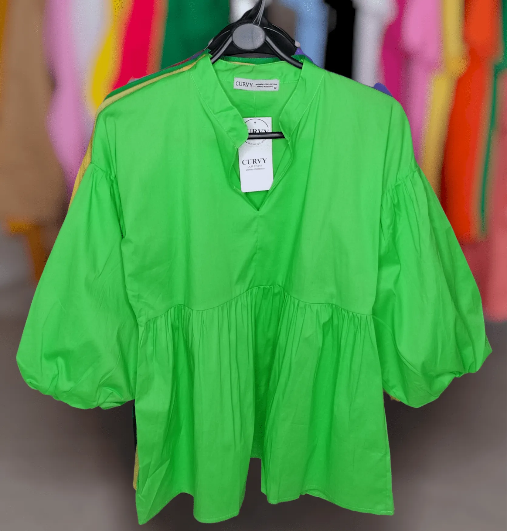 Women (Curvy) Blouse - Light Green