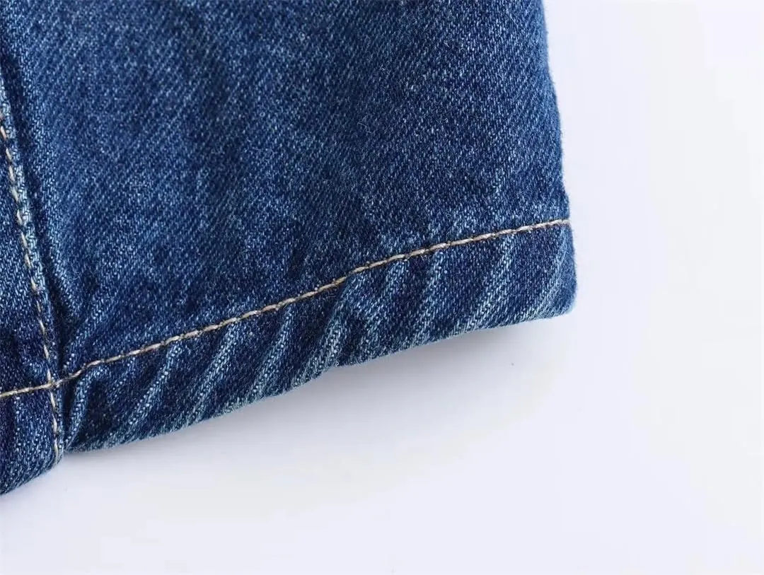 Women Denim Sleeveless V Neck Slim Chic Short Jacket Tanks Vintage Button Waistcoat Top Vest