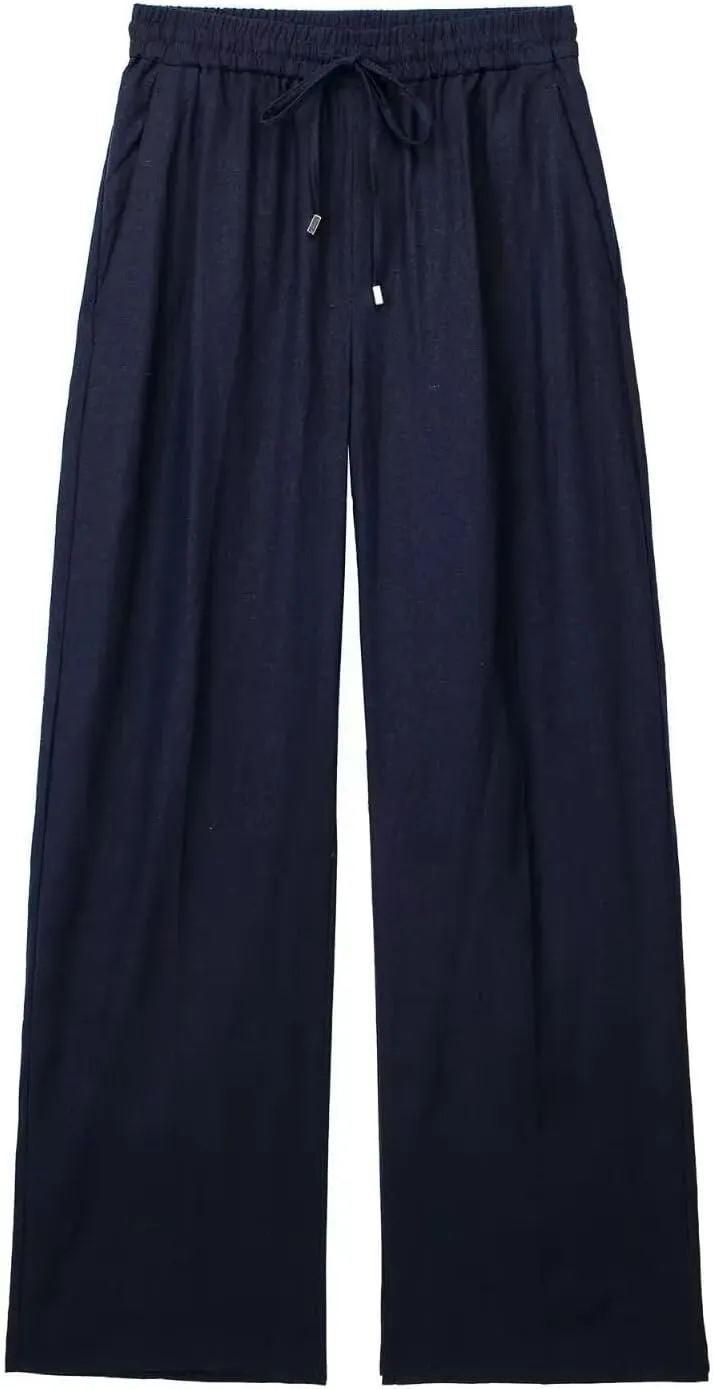 Women Fashion Tongle Style Blended Lace-up Wide Leg Pants Chic Drawstring All-Match Pants Trousers Mujer