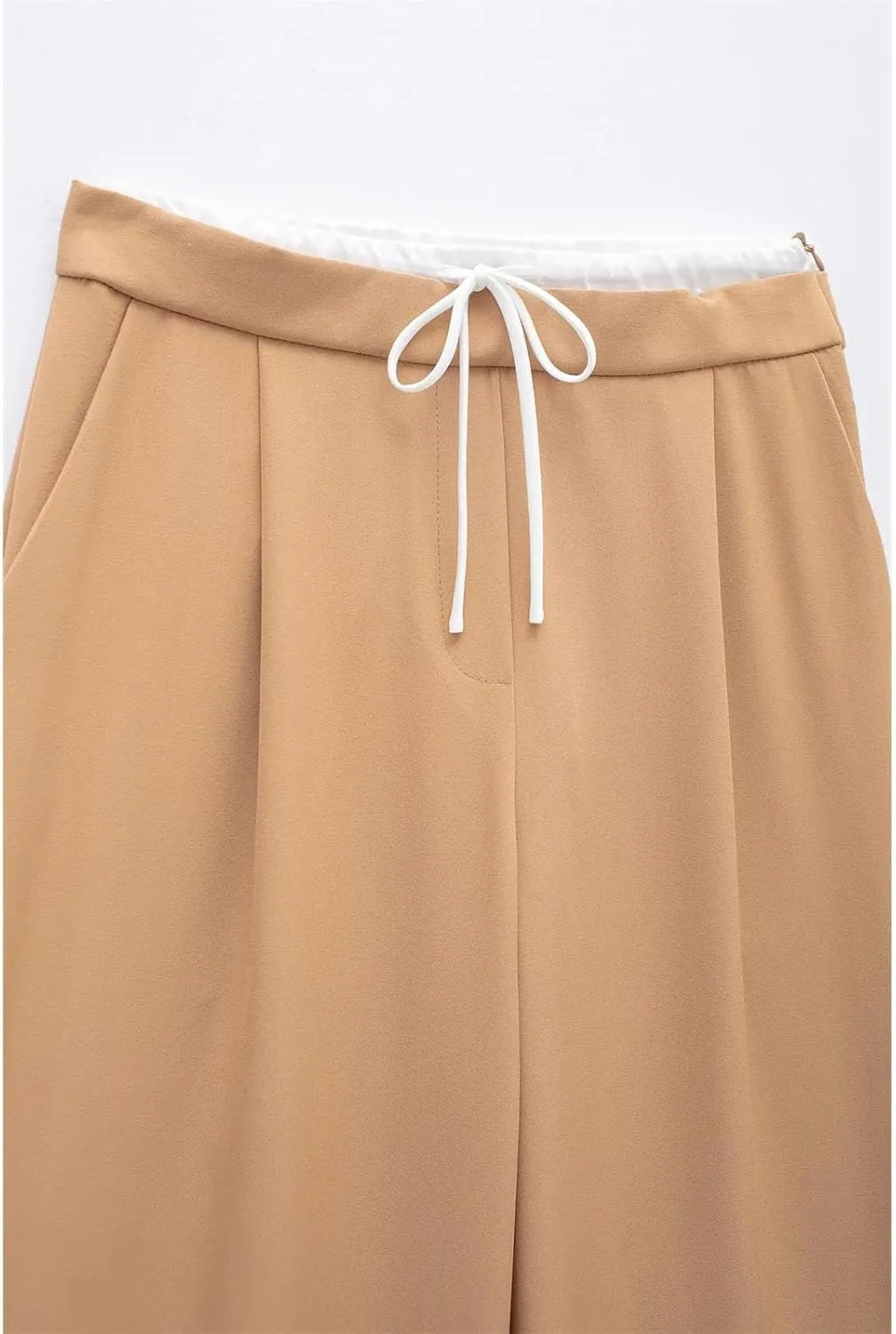 Women Fashion Tongle Style Multicolor Lace Wide Leg Pants Chic Drawstring Joker Pants Trousers Mujer