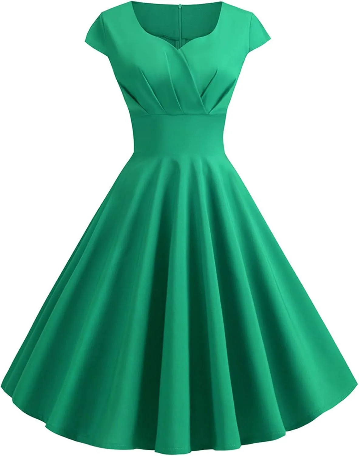 Women's 1950s Vintage Dress Wrap V Neck Cap Sleeve Dress Retro Cocktail Party Swing Dresses A-Line Flared Midi Dress