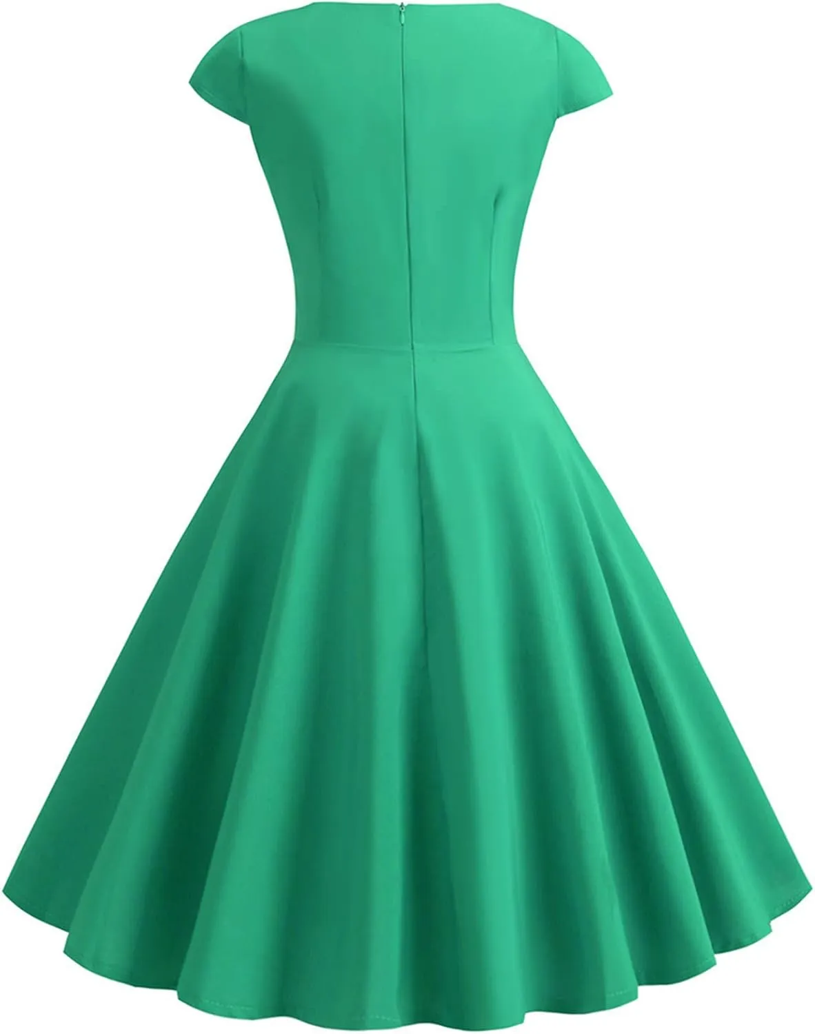 Women's 1950s Vintage Dress Wrap V Neck Cap Sleeve Dress Retro Cocktail Party Swing Dresses A-Line Flared Midi Dress