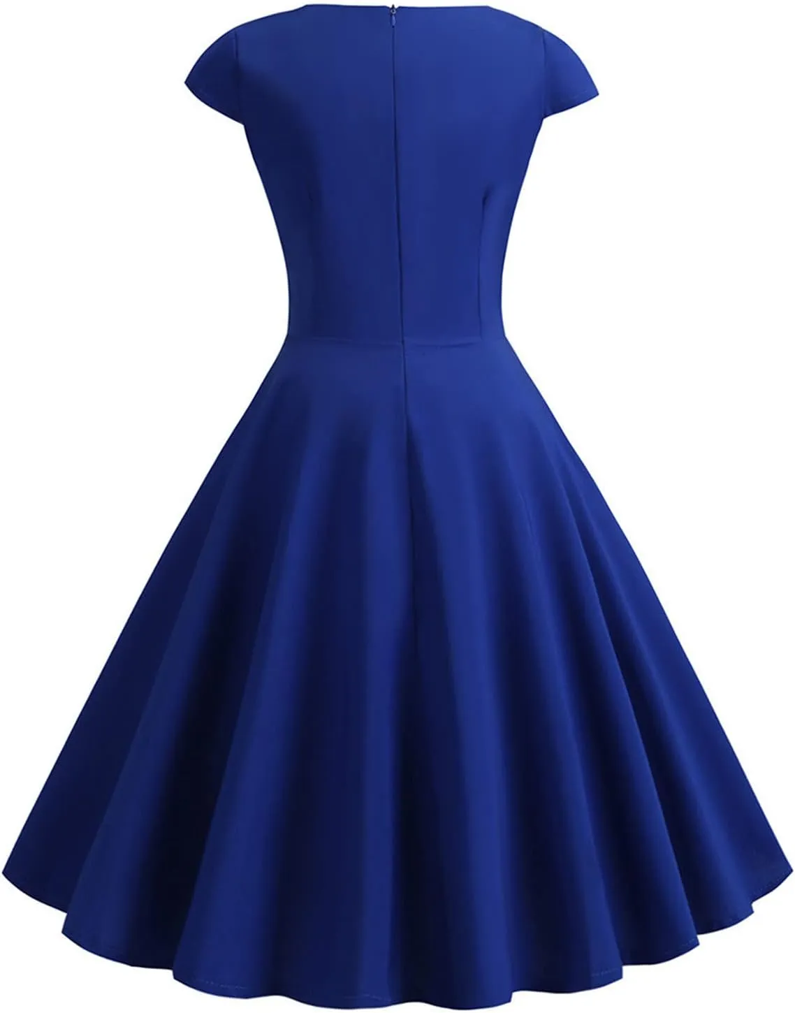 Women's 1950s Vintage Dress Wrap V Neck Cap Sleeve Dress Retro Cocktail Party Swing Dresses A-Line Flared Midi Dress