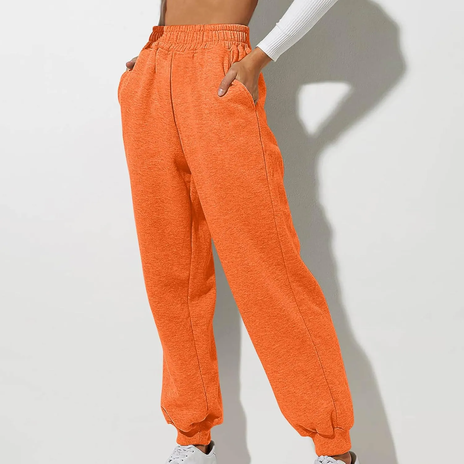 Womens Casual Trouses High Waisted Leggings Soft Comfortable Pants for Travel Sports Solid Color Sweatpants Women