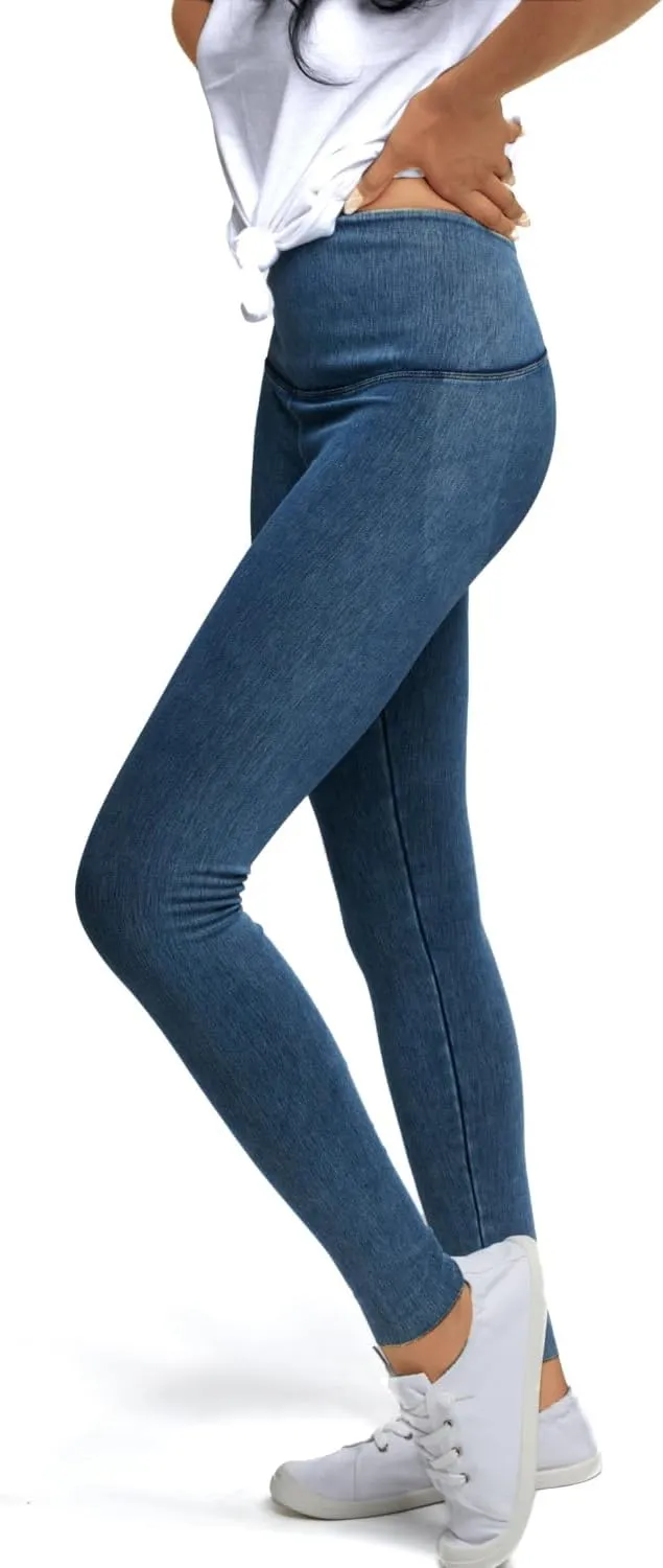 Women's Comfortable Yoga Jeggings with Denim Look Lightweight High Waist Leggings 25" 28"