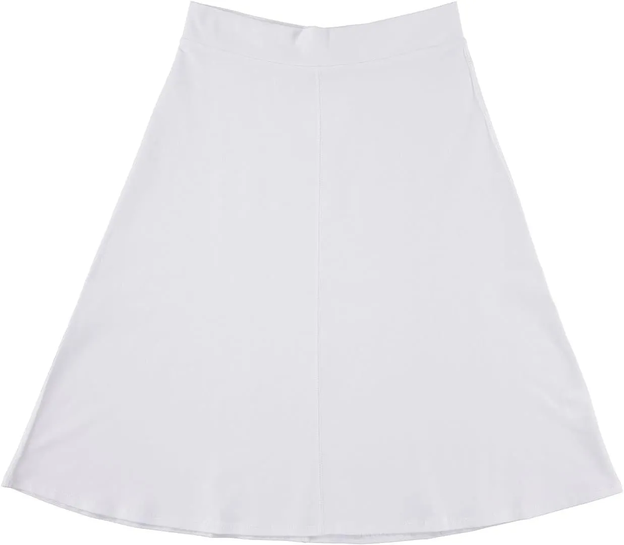 Women’s Soft Cotton A-Line Knee Length Skirt with Middle Seam- Elastic Waist Office Skirt